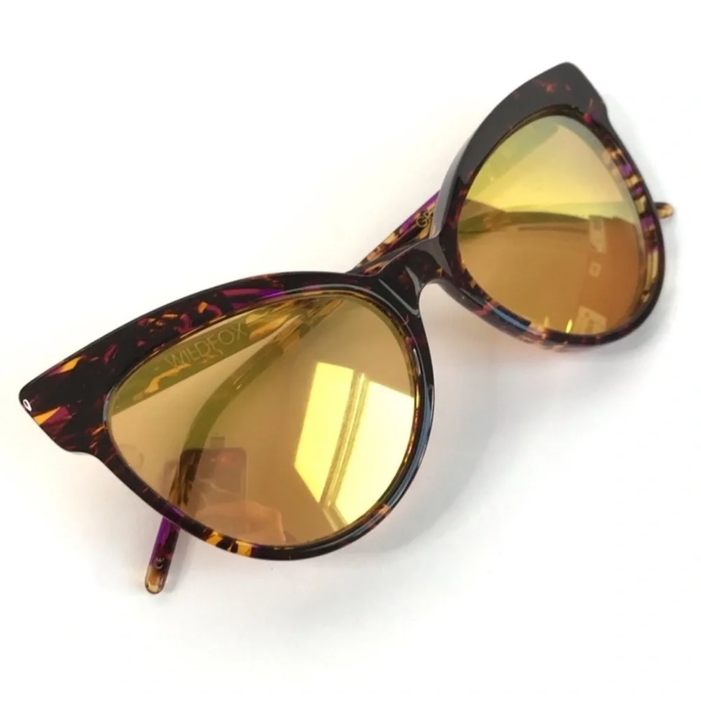 WILDFOX Grand Dame Sunglasses Tortoise Swirl Gold Mirror Lenses RARE